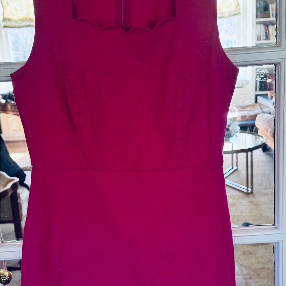 J. Crew Vibrant Pink Sleeveless Scalloped Mini Dress (sz. 4)